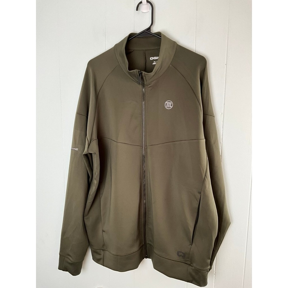 OGIO Mens XL Full Zip Track Jacket Olive Green Stretch Activewear OG752